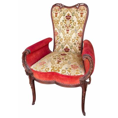  Grosfeld House Pair of Grosfeld House Hollywood Regency Red Velvet Arm Chairs