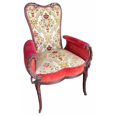  Grosfeld House Pair of Grosfeld House Hollywood Regency Red Velvet Arm Chairs