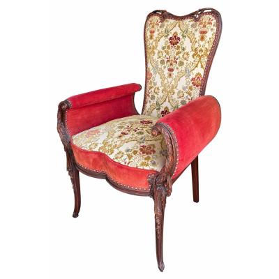  Grosfeld House Pair of Grosfeld House Hollywood Regency Red Velvet Arm Chairs