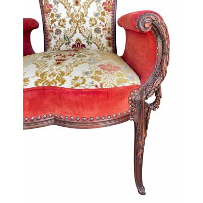  Grosfeld House Pair of Grosfeld House Hollywood Regency Red Velvet Arm Chairs