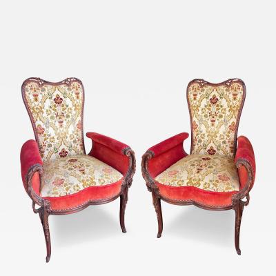  Grosfeld House Pair of Grosfeld House Hollywood Regency Red Velvet Arm Chairs