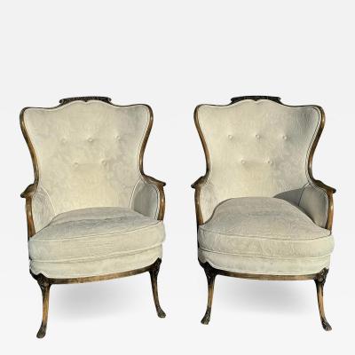  Grosfeld House Pair of Grosfeld House Hollywood Regency Wingback Chairs