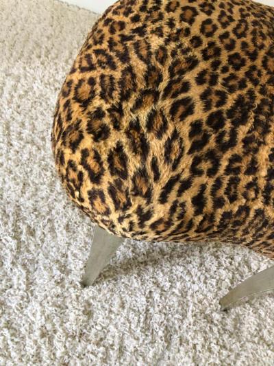  Grosfeld House Pair of Grosfeld House Silver Leaf Leopard Tassel Chairs