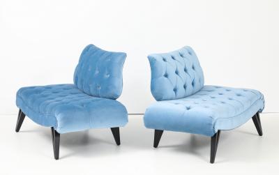  Grosfeld House Rare Paie Of 1960s Grosfeld House Oversize Tufted Slipper Chairs