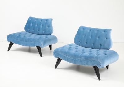  Grosfeld House Rare Paie Of 1960s Grosfeld House Oversize Tufted Slipper Chairs