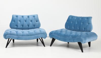  Grosfeld House Rare Paie Of 1960s Grosfeld House Oversize Tufted Slipper Chairs
