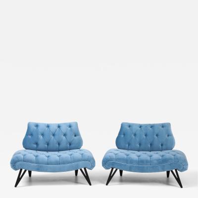  Grosfeld House Rare Paie Of 1960s Grosfeld House Oversize Tufted Slipper Chairs