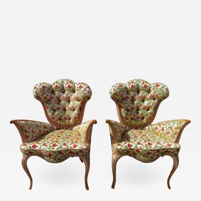  Grosfeld House Spectacular Pair of Grosfeld House Arm Lounge Chairs Hollywood Regency Modern