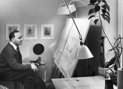  Gubi Paavo Tynell Model 9602 Brass and Rattan Floor Lamp