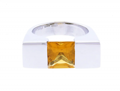  Gucci 18kt White Gold Gucci Citrine Ring