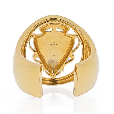  Gucci GUCCI 18K YELLOW GOLD COAT OF ARMS CREST COLLECTION SOLID CUFF BANGLE BRACELET