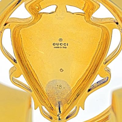  Gucci GUCCI 18K YELLOW GOLD COAT OF ARMS CREST COLLECTION SOLID CUFF BANGLE BRACELET