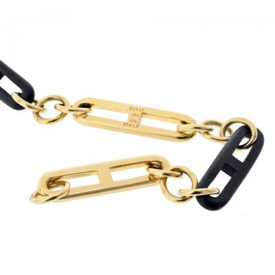  Gucci GUCCI 18K YELLOW GOLD VINTAGE GOLD AND WOOD BRACELET