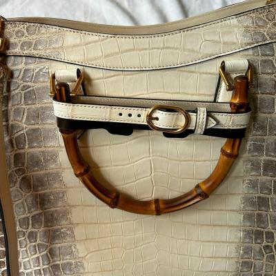  Gucci GUCCI Diana Bamboo HIMALAYAN crocodile HANDBAG