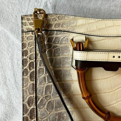  Gucci GUCCI Diana Bamboo HIMALAYAN crocodile HANDBAG