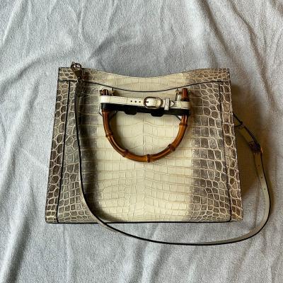  Gucci GUCCI Diana Bamboo HIMALAYAN crocodile HANDBAG