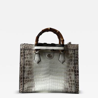  Gucci GUCCI Diana Bamboo HIMALAYAN crocodile HANDBAG