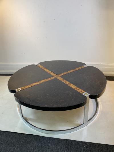  Gucci GUCCI STYLE MODERNIST STONE CHROME BRASS DESIGN COFFEE TABLE