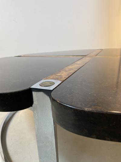  Gucci GUCCI STYLE MODERNIST STONE CHROME BRASS DESIGN COFFEE TABLE