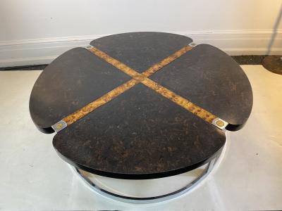  Gucci GUCCI STYLE MODERNIST STONE CHROME BRASS DESIGN COFFEE TABLE