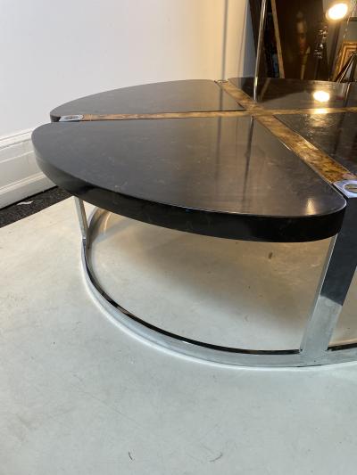  Gucci GUCCI STYLE MODERNIST STONE CHROME BRASS DESIGN COFFEE TABLE