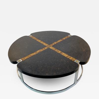  Gucci GUCCI STYLE MODERNIST STONE CHROME BRASS DESIGN COFFEE TABLE