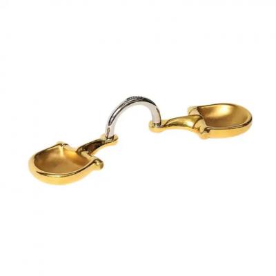  Gucci Gucci Horsebit Double Ashtray Brass Gold Leaf Nickel Leather Signed