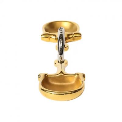  Gucci Gucci Horsebit Double Ashtray Brass Gold Leaf Nickel Leather Signed