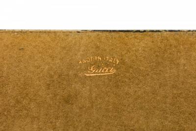  Gucci Gucci Mid Century Modern Dark Brown Leather and Brass Desk Planner