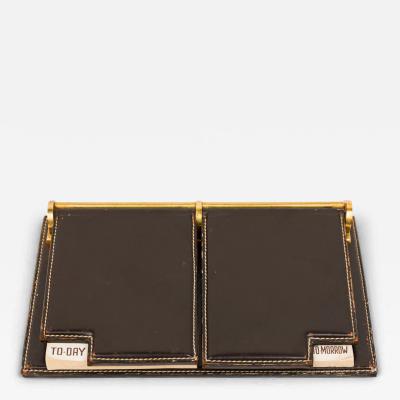  Gucci Gucci Mid Century Modern Dark Brown Leather and Brass Desk Planner