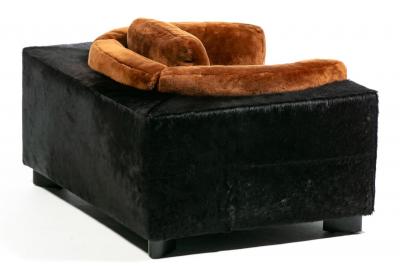  Gucci Gucci Monumental 1970s Club Chairs in New Black Cowhides and Chocolate Shearling