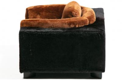  Gucci Gucci Monumental 1970s Club Chairs in New Black Cowhides and Chocolate Shearling