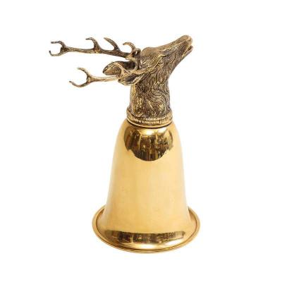  Gucci Gucci Stag Stirrup Cup Vase Brass Gold Washed Signed