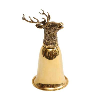  Gucci Gucci Stag Stirrup Cup Vase Brass Gold Washed Signed