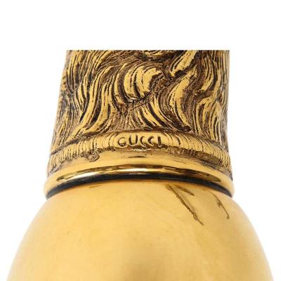  Gucci Gucci Stag Stirrup Cup Vase Brass Gold Washed Signed