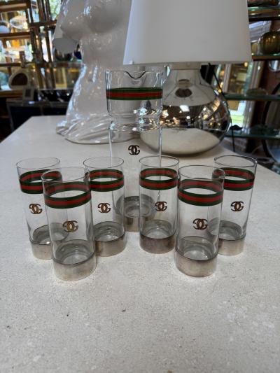  Gucci Vintage Gucci Barware Set Pitcher Carafe High Ball Glasses