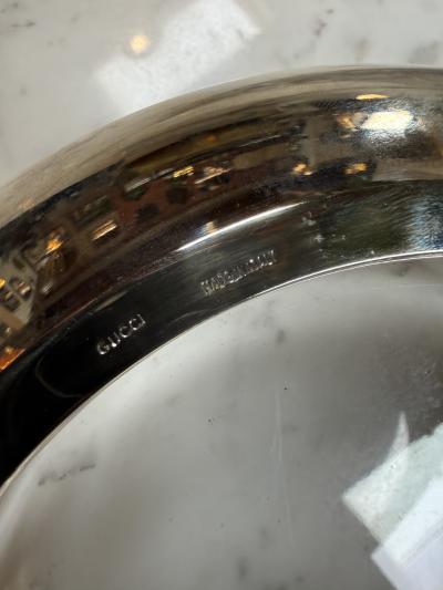  Gucci Vintage Gucci Glass Bowl with Gold Tone GG Accents