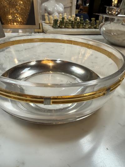  Gucci Vintage Gucci Glass Bowl with Gold Tone GG Accents