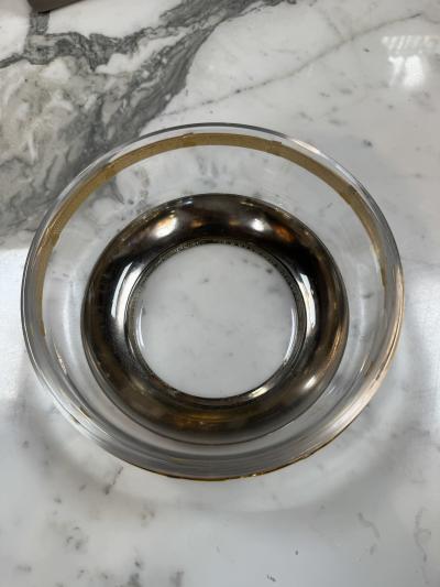  Gucci Vintage Gucci Glass Bowl with Gold Tone GG Accents