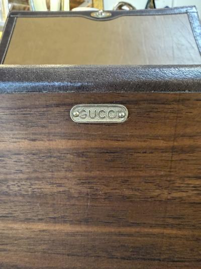  Gucci Vintage Gucci Leather and Wood Bar Box Bottle Case