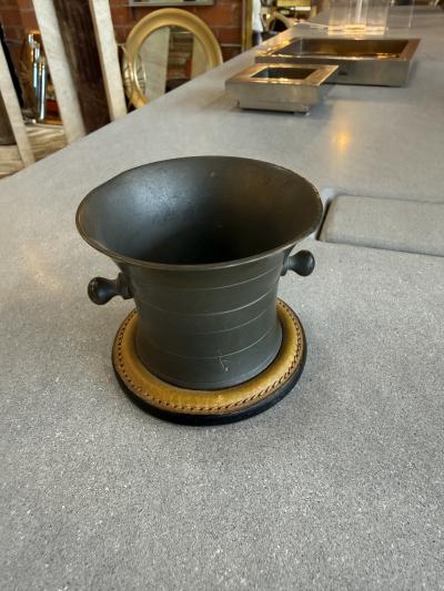  Gucci Vintage Gucci Pewter Desk Pen Holder with Leather Base