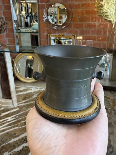 Gucci Vintage Gucci Pewter Desk Pen Holder with Leather Base