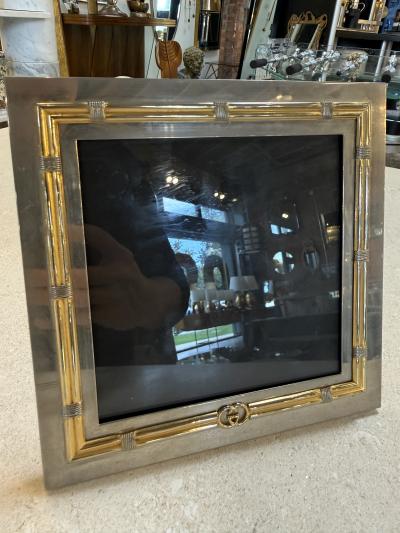  Gucci Vintage Gucci Silver and Gilt Metal Picture Frame with Interlocking GG