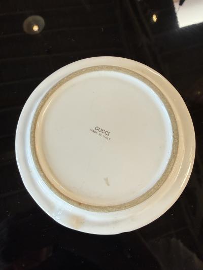  Gucci Vintage Gucci White Ceramic Ashtray with Interlocking GG Logo