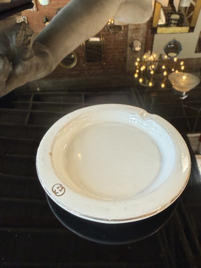  Gucci Vintage Gucci White Ceramic Ashtray with Interlocking GG Logo