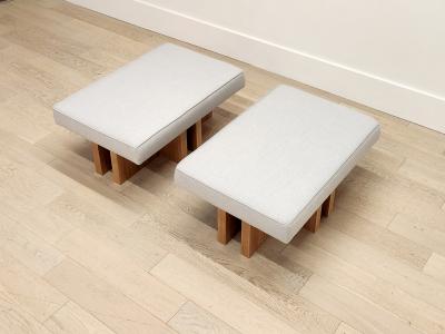  Gueridon Pair of custom made Gueridon Ottomans COM Upholstery Choice of Wood Stain