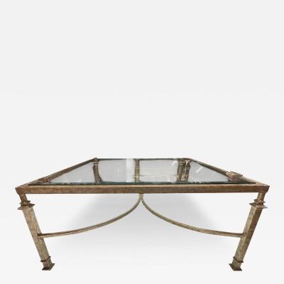 Gustav Carroll Art Deco Gustav Carroll White Gold Gilt Metal Beveled Glass Cocktail Table