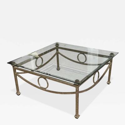 Gustav Carroll Art Deco Style Gustav Carroll Silver Gilt Metal Beveled Glass Cocktail Table