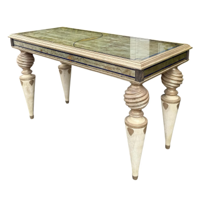  Gustav Carroll Harlequin Eglomese Reverse Painted Mirror Giltwood Console Table