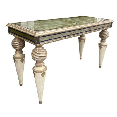  Gustav Carroll Harlequin Eglomese Reverse Painted Mirror Giltwood Console Table